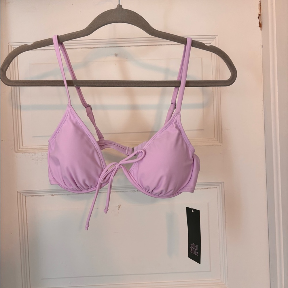 NWT Lilac Tie-Front Wire Bikini Top - Size S